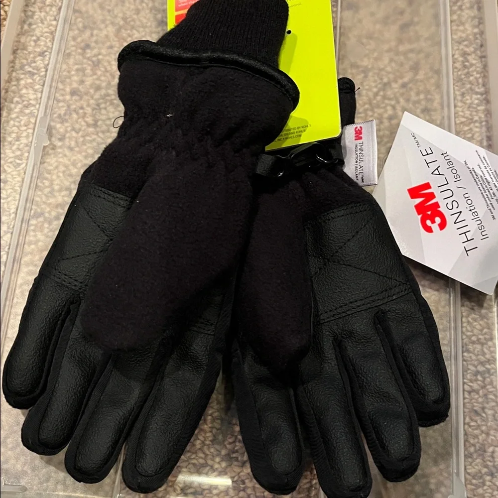 New TekGear Thinsulate insulated age 4-7 black gloves girl’s boy’s knit wrist